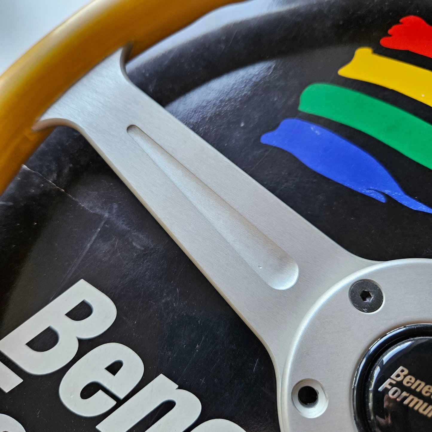 Momo Benetton F1 Fashion Yellow Woodgrain Steering Wheel