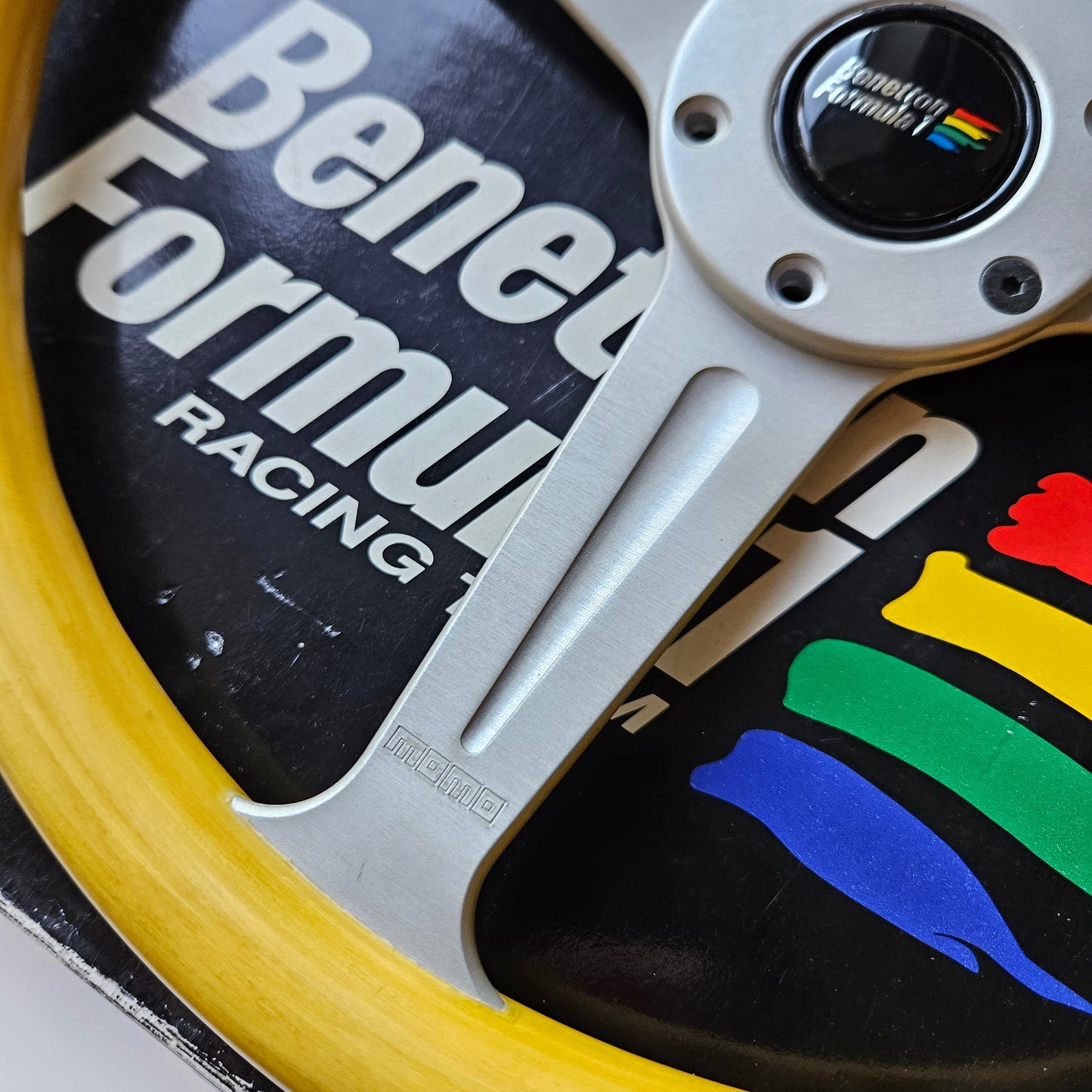 Momo Benetton F1 Fashion Yellow Woodgrain Steering Wheel