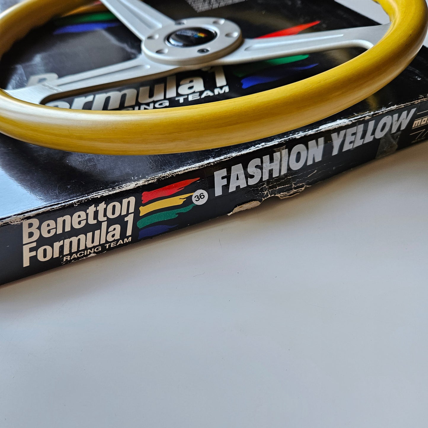 Momo Benetton F1 Fashion Yellow Woodgrain Steering Wheel