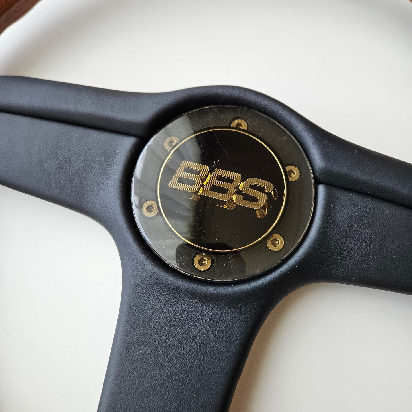 BBS Woodgrain/Leather Three Spoke Steering Wheel