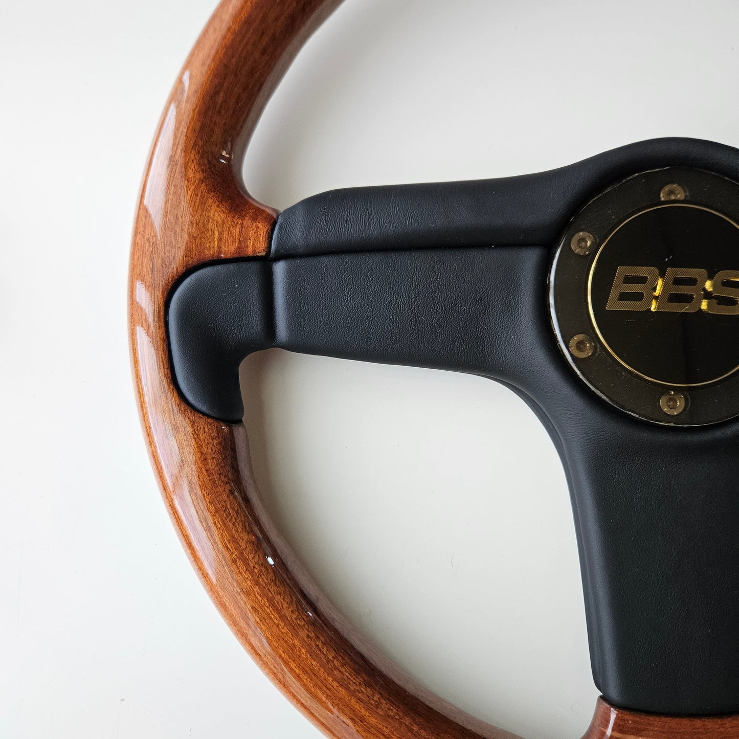 BBS Woodgrain/Leather Three Spoke Steering Wheel