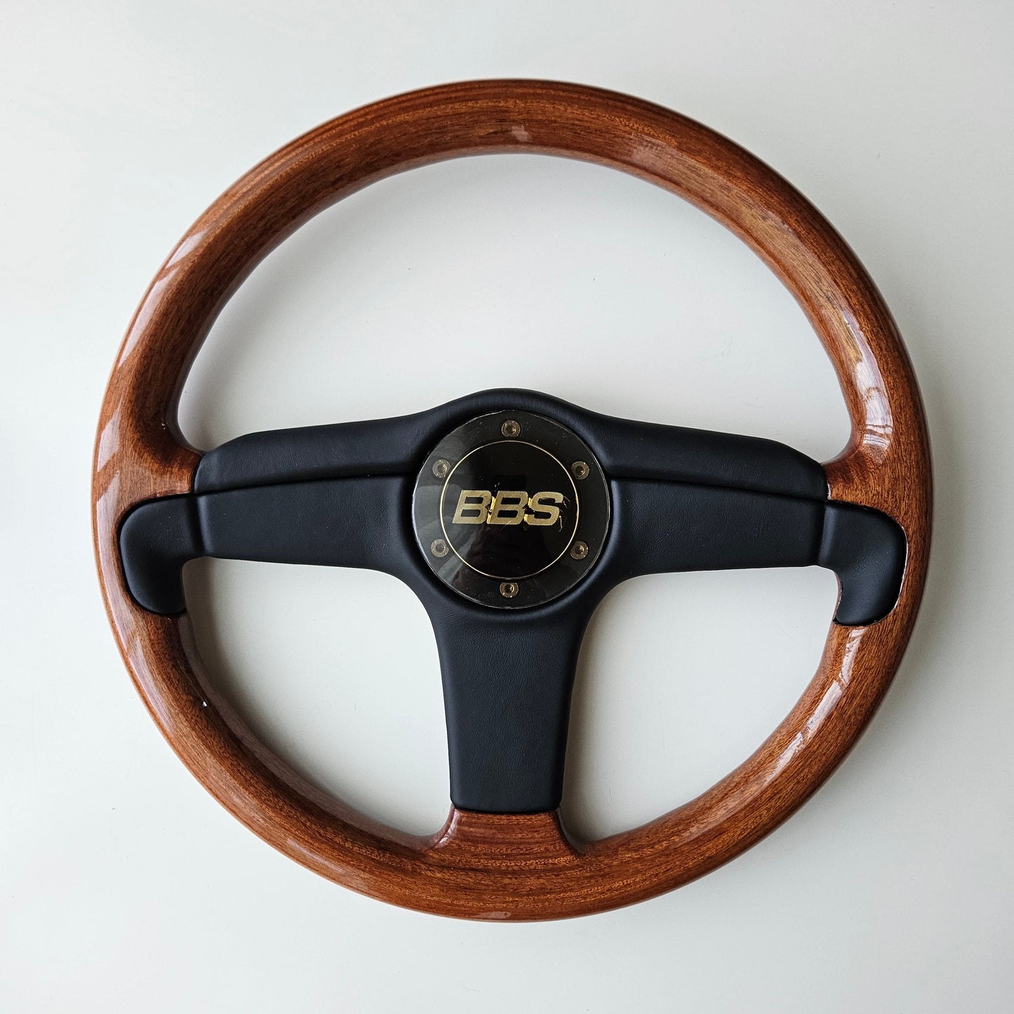 BBS Woodgrain/Leather Three Spoke Steering Wheel