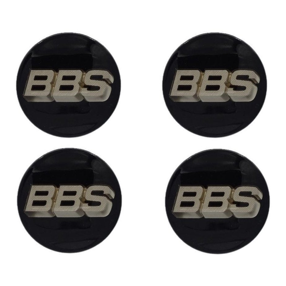 BBS 3D Black & White Gold Wheel Cap Set 70mm