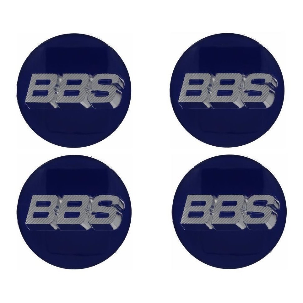 BBS 3D Blue Silver Wheel Cap Set 56mm