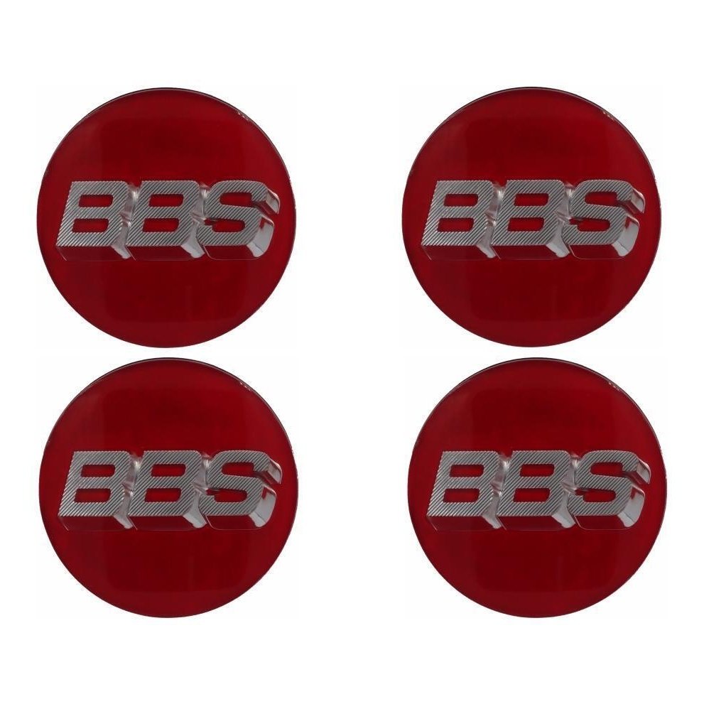 ROTATING ! BBS 3D Red Silver Wheel Cap Set 56mm