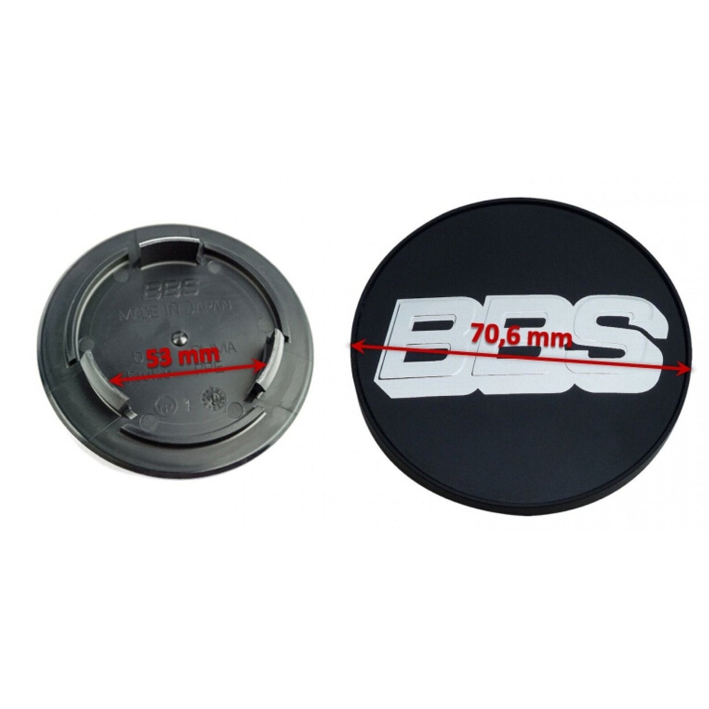 BBS Black/Silver Wheel Cap Set 70,6mm