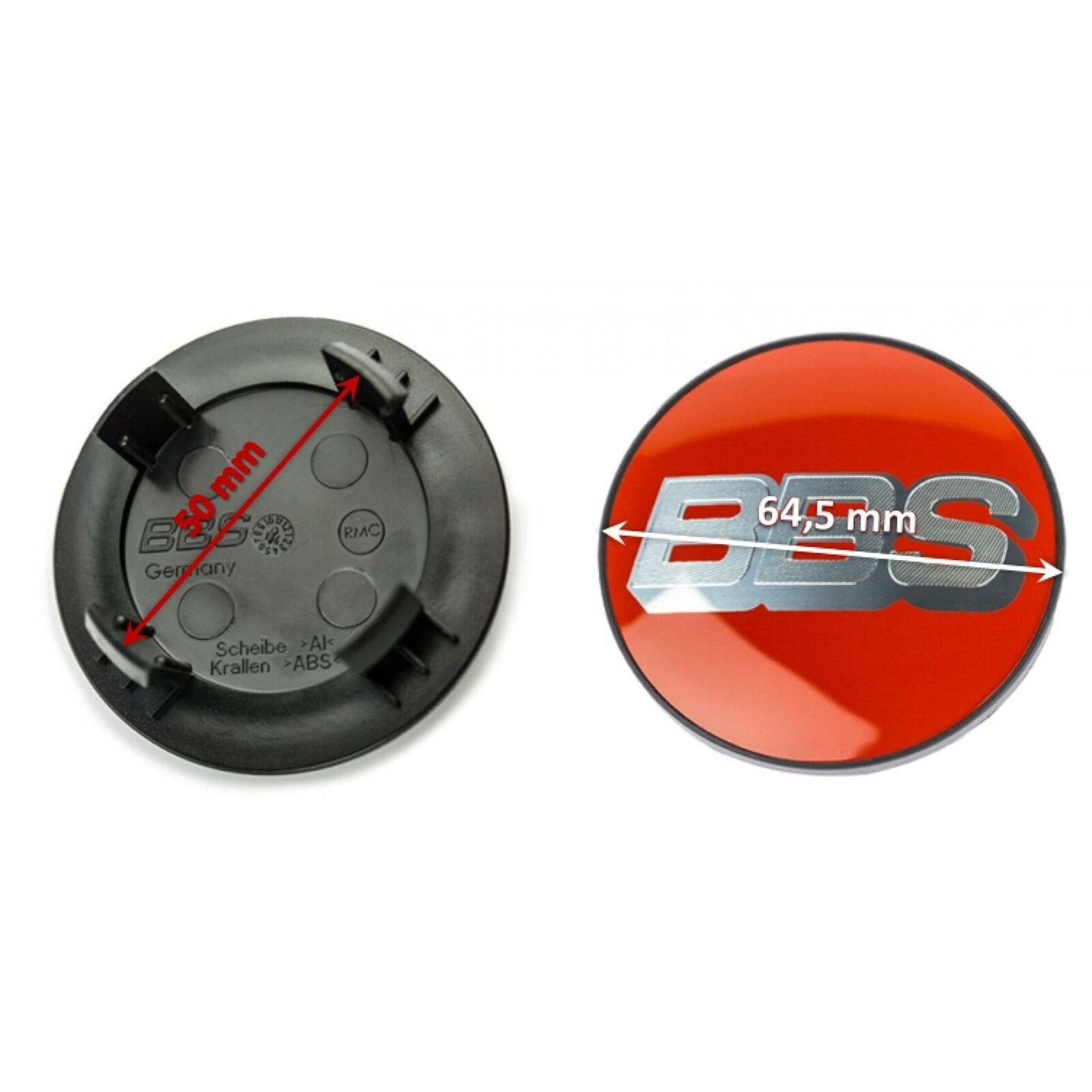 BBS Red/Silver Wheel Cap Set 64,5mm