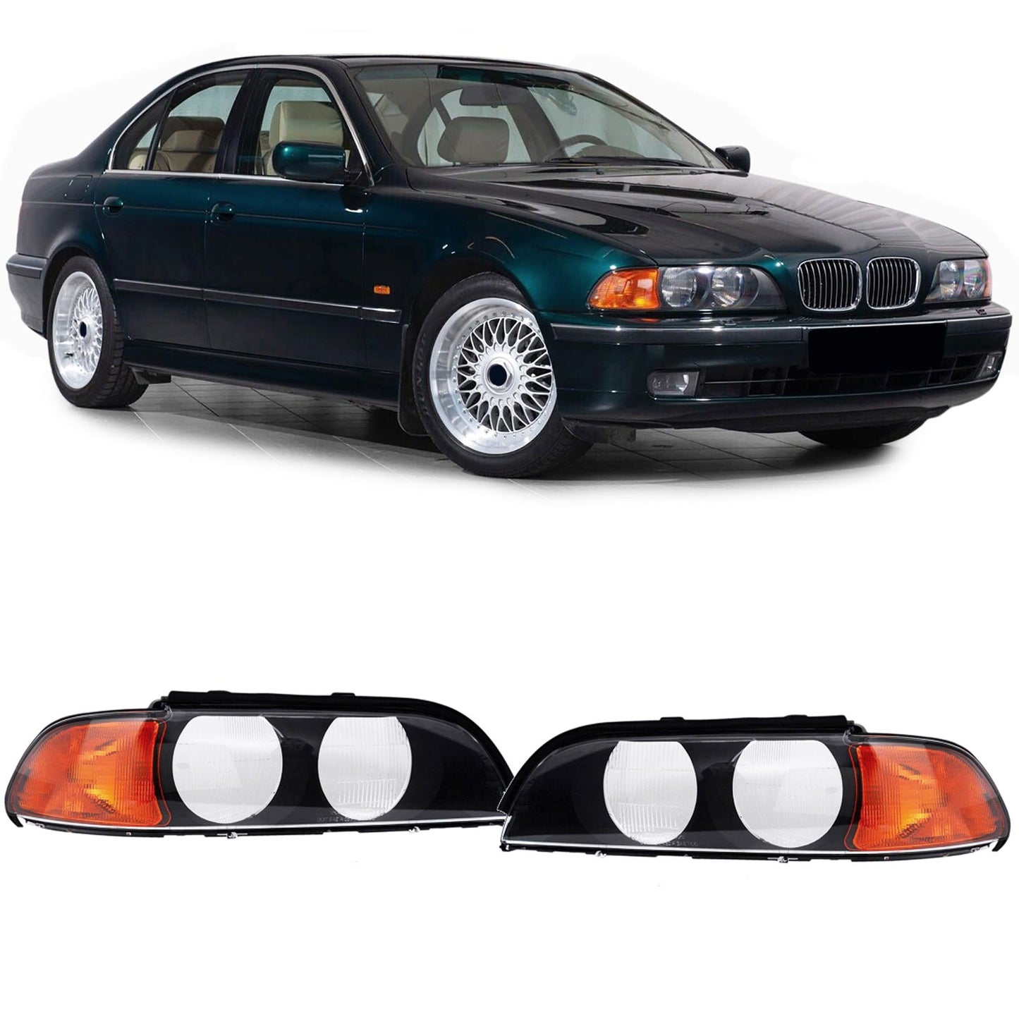 BMW E39 Halogen Headlight Replacement Lens Set (95-04)