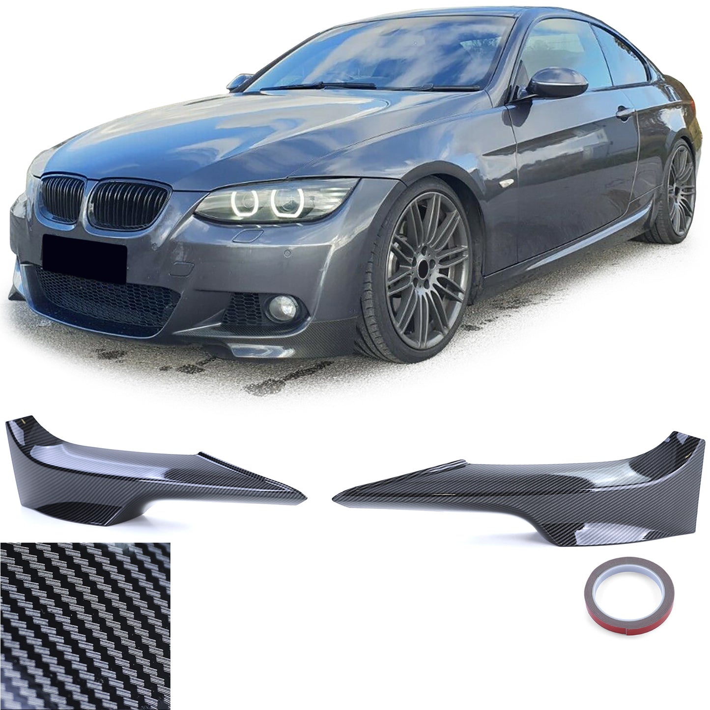 BMW E92/E93 Cabron Look M Bumper Flap Splitter Set Coupe + Cabrio (06-10)