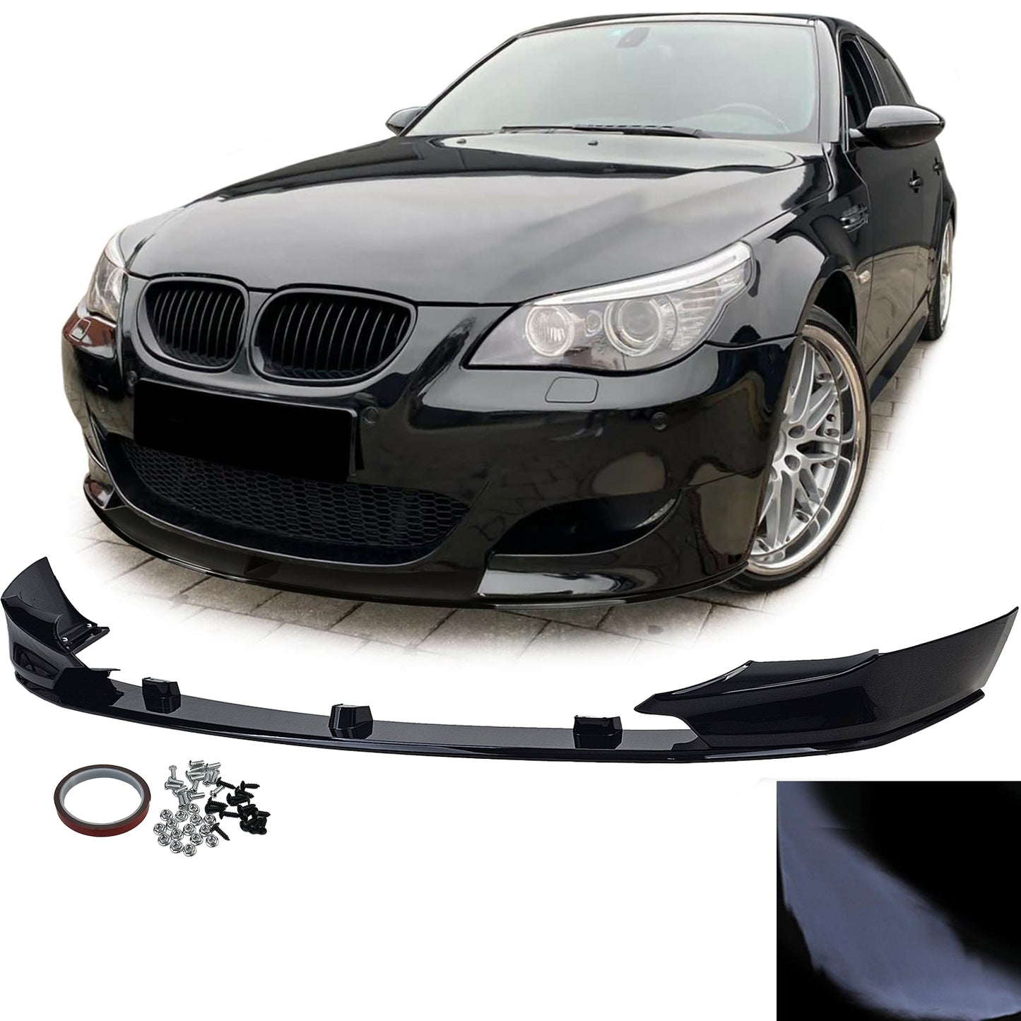 BMW E60/E61 Gloss Black Front Lip M Bumper (03-10)