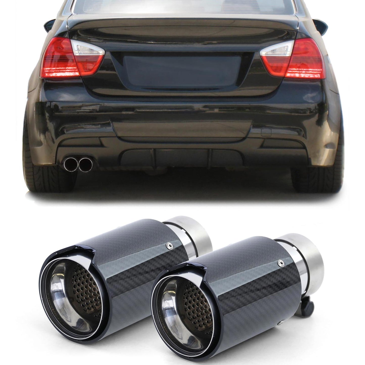 BMW E90/E91/E92/E93 Carbon Exhaust Pipe 90mm (2 Pieces)