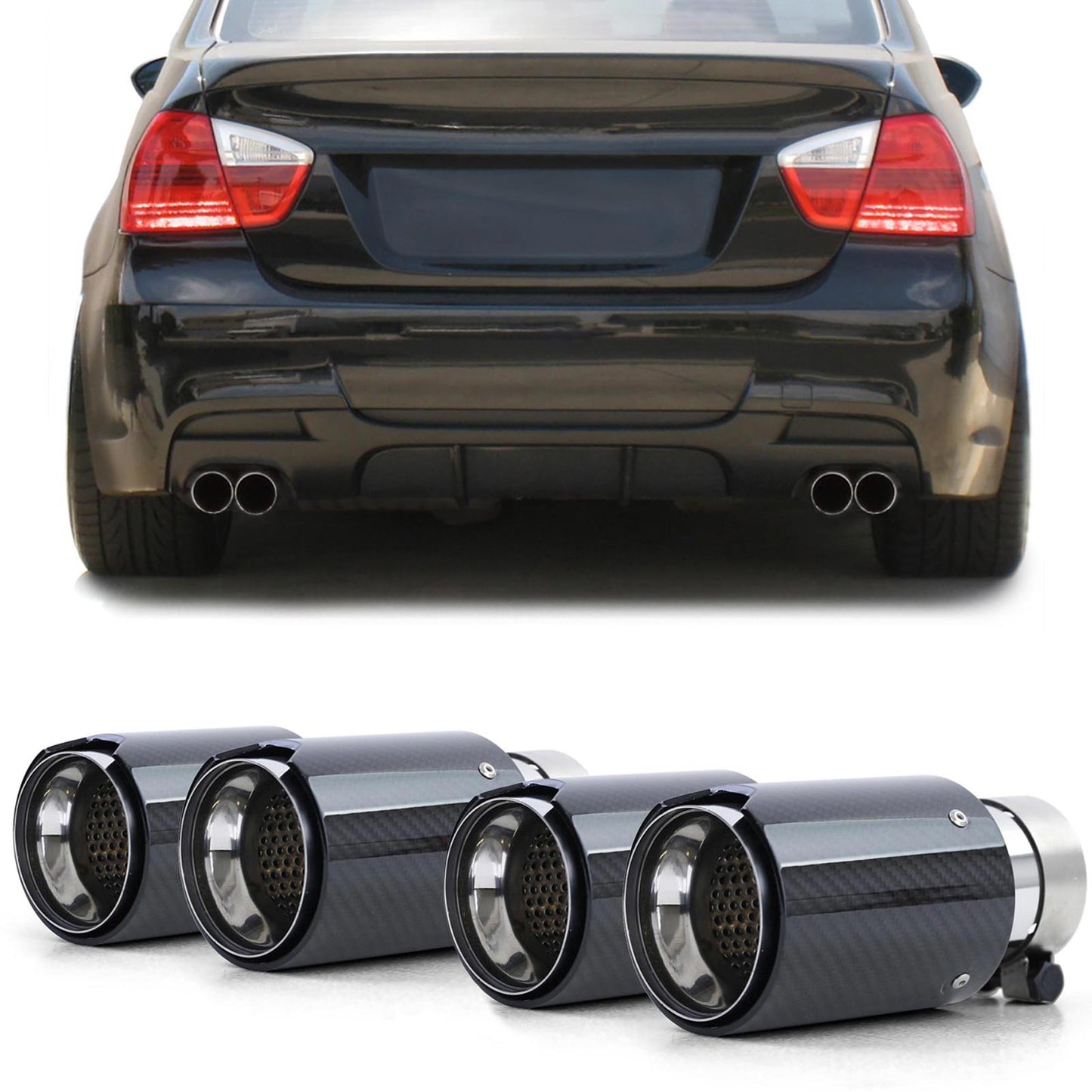BMW E90/E91/E92/E93 Carbon Exhaust Pipe 90mm (4 Pieces)