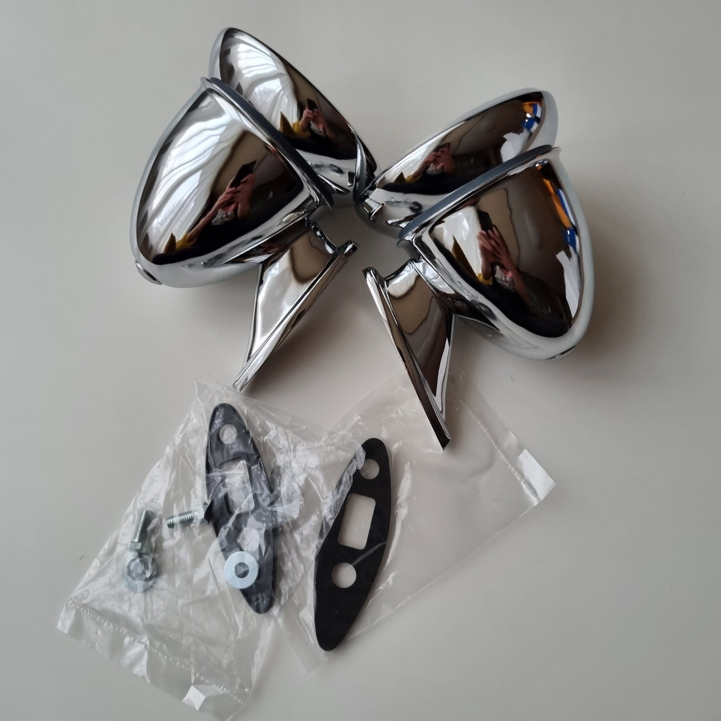 Torpedo Style Chrome Cup Mirror Set