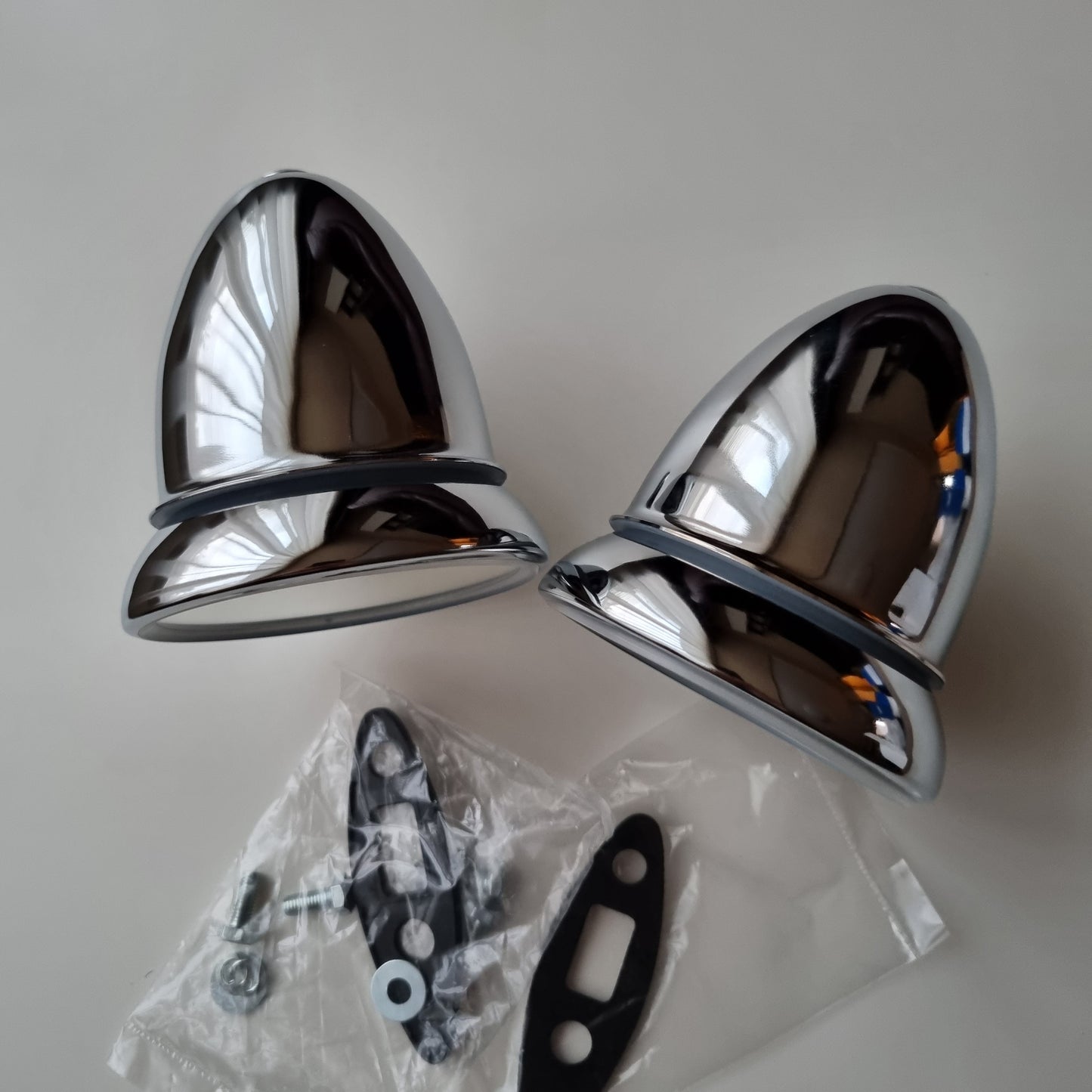 Torpedo Style Chrome Cup Mirror Set