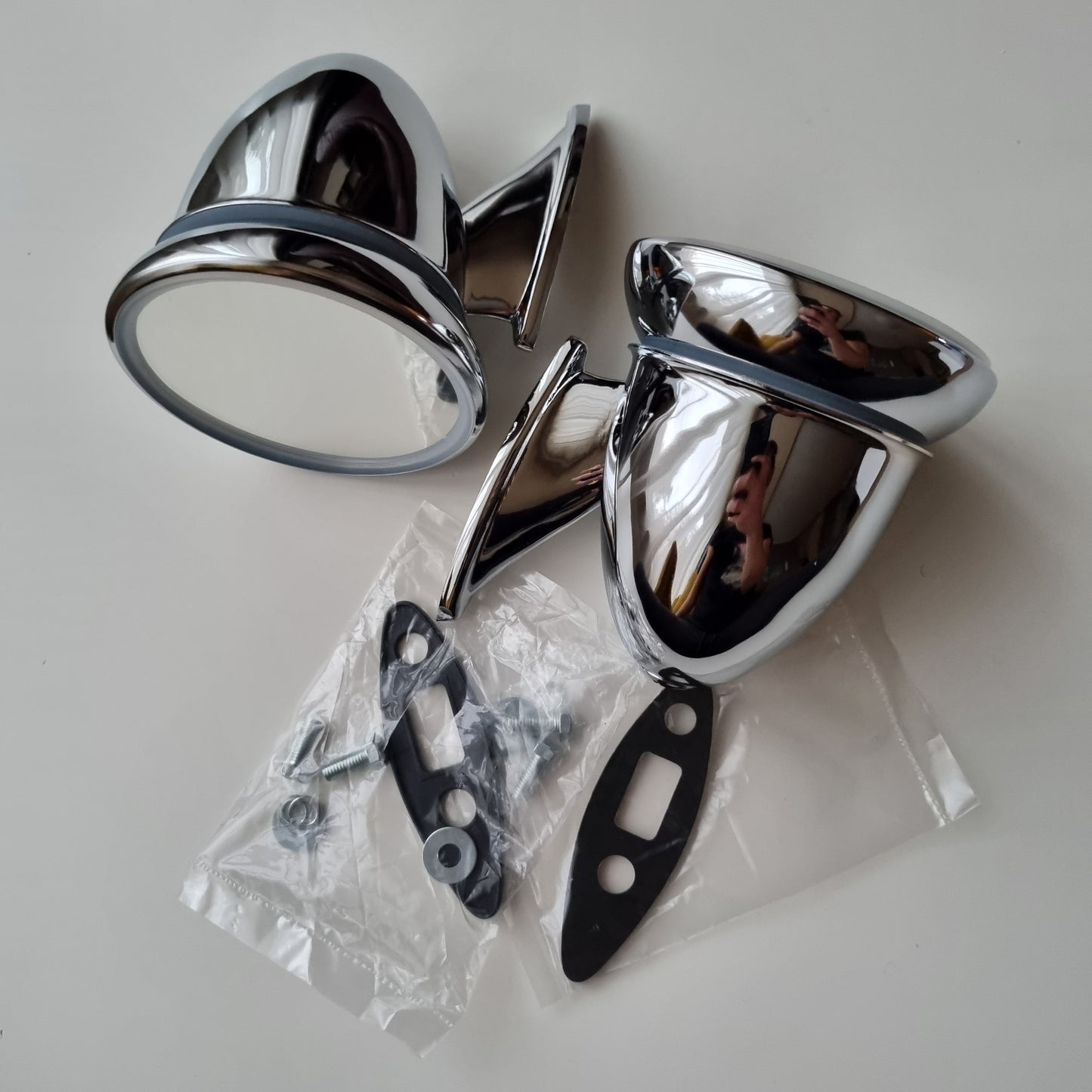 Torpedo Style Chrome Cup Mirror Set