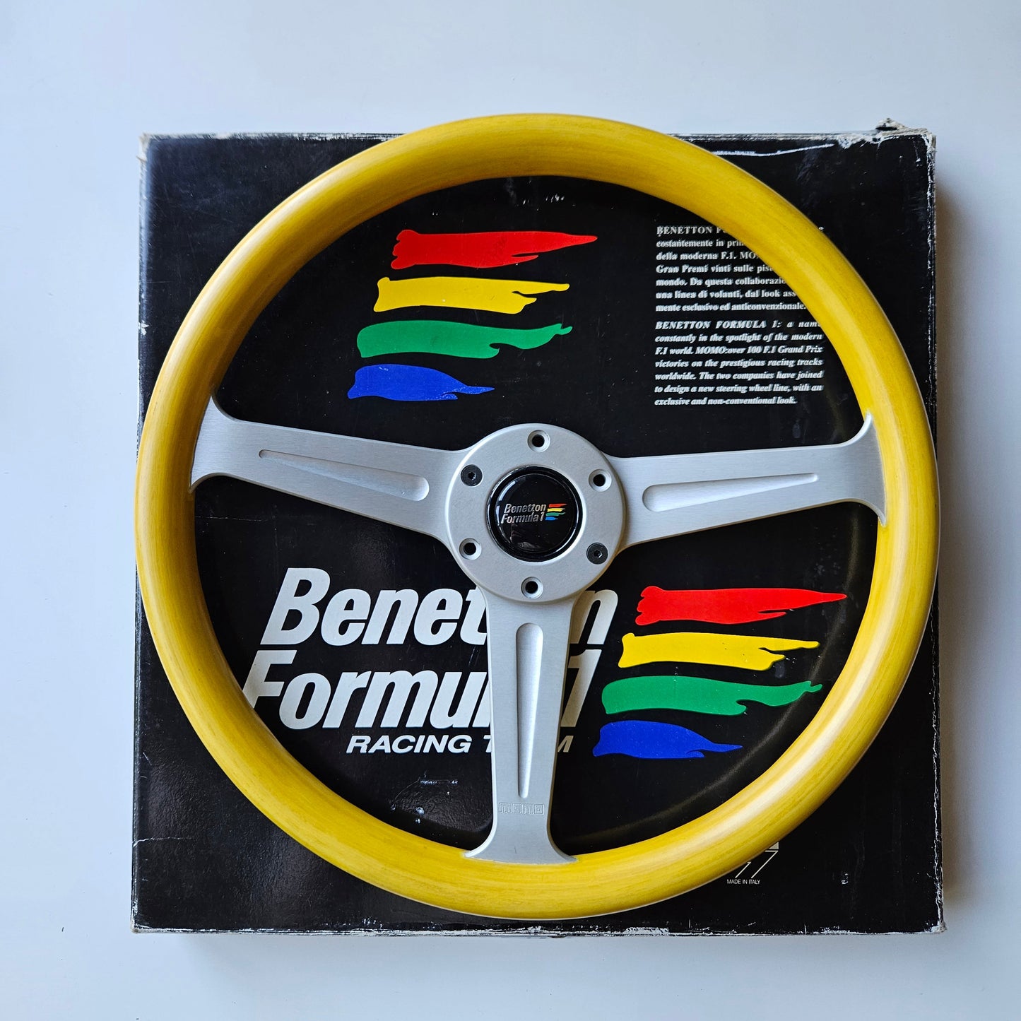 Momo Benetton F1 Fashion Yellow Woodgrain Steering Wheel