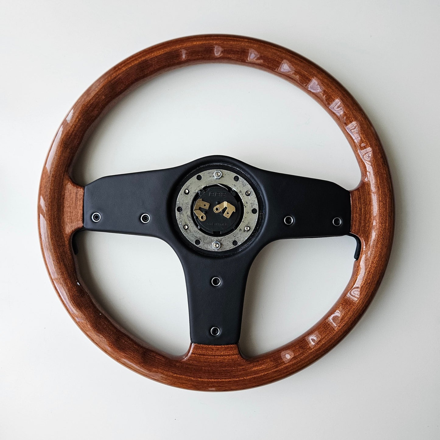 BBS Woodgrain/Leather Three Spoke Steering Wheel