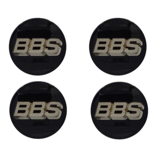 BBS 3D Black & White Gold Wheel Cap Set 70mm