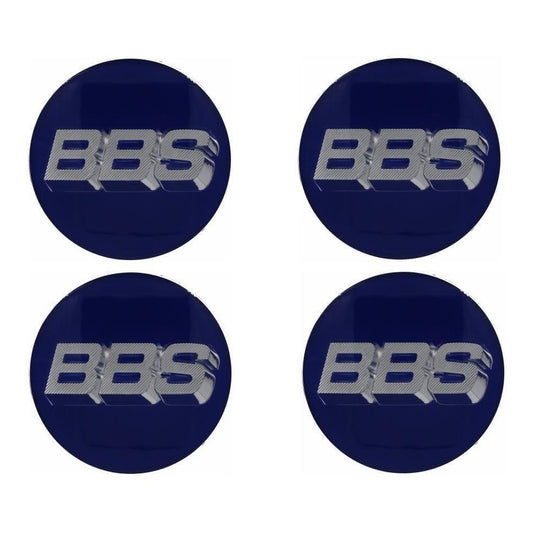 BBS 3D Blue Silver Wheel Cap Set 56mm