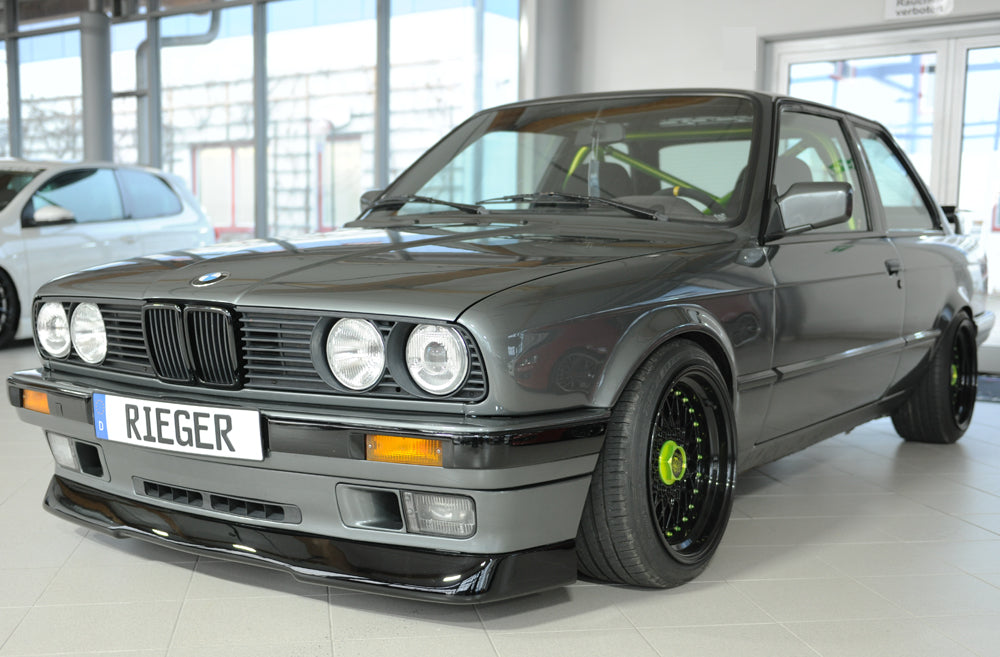 BMW E30 Front Spoiler Lip Gloss Black Rieger Tuning
