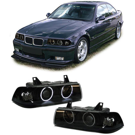 BMW E36 CCFL Smoked Angel Eye Headlight Set Coupe + Cabrio