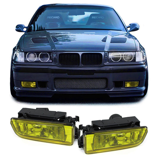 BMW E36 Clear Glass Yellow Fog Light Set (90-99)