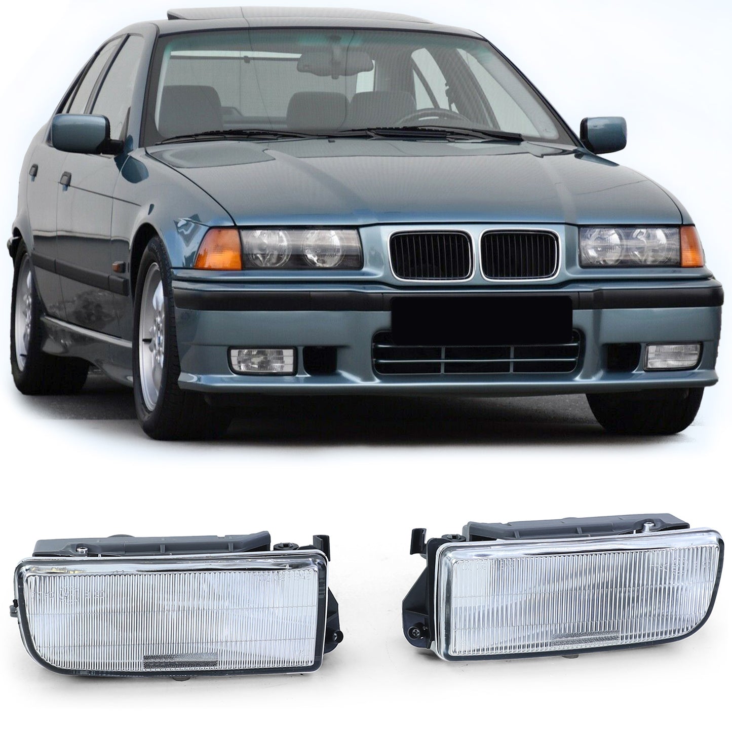 BMW E36 Fluted Glass Fog Light Set (90-99)