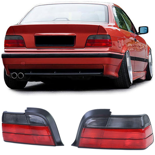 BMW E36 Smoked Red Tail Light Set Coupe + Cabrio (90-99)