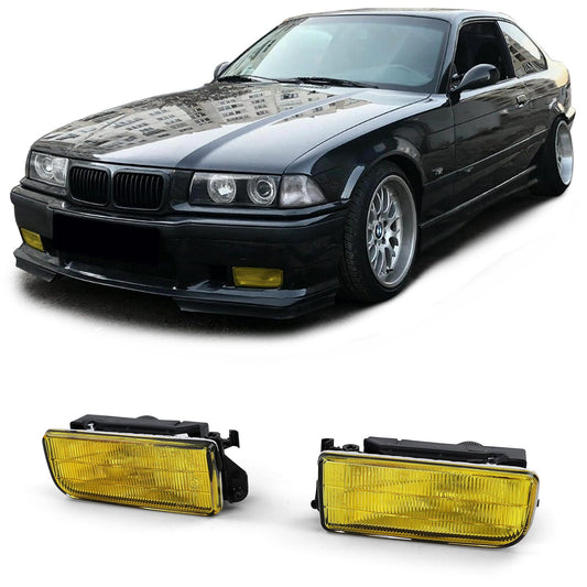 BMW E36 Yellow Fluted Glass Fog Light Set (90-99)