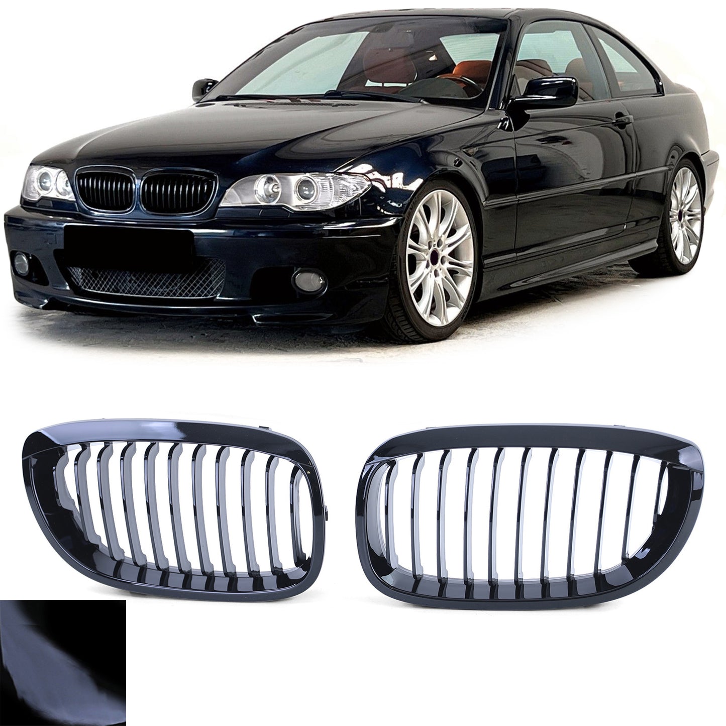 BMW E46 Front Grill Gloss Black Coupe + Cabrio (Facelift 03-07)