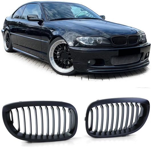 BMW E46 Front Grill Matt Black Coupe + Cabrio (Facelift 03-07)